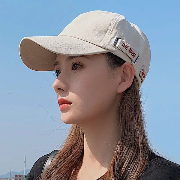 Strap Decor Hip Hop Baseball Cap Solid Color Lightweight Dad Hats Casual Breathable Sun Hat For Women Men