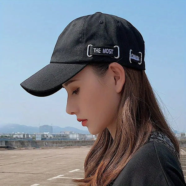 Strap Decor Hip Hop Baseball Cap Solid Color Lightweight Dad Hats Casual Breathable Sun Hat For Women Men