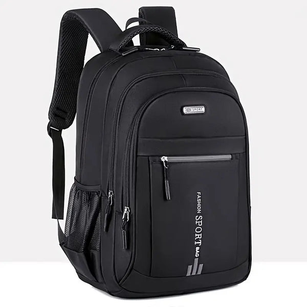 Large Capacity Travel Backpack for Men - Durable Nylon, Adjustable Straps, Multi-Compartment Business and School Bag, Black, Backpack for Travel