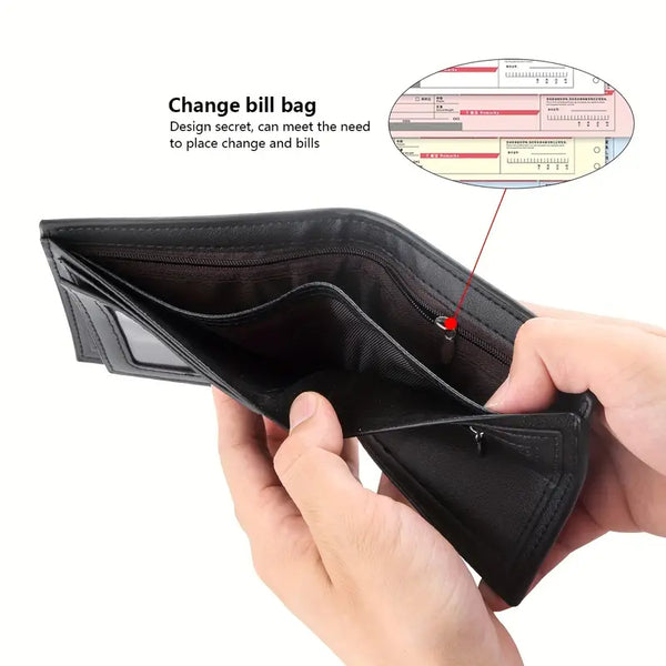 1pc Men's New Fashion Wallet, Large Capacity Coin Purse, Multi Card Slot Card Case With Zipper Coin Pocket Money Clip