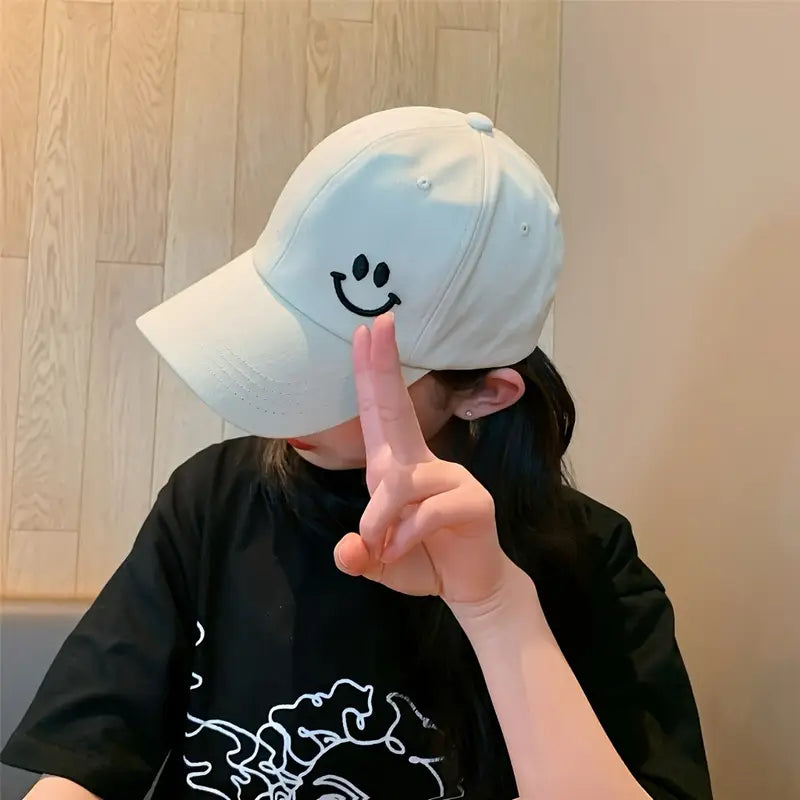 Minimalist Embroidered joyful Duckbill Cap, Women's Face-Framing Street Style Baseball Hat, Student Cap