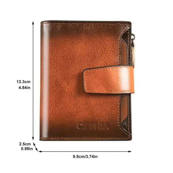 Vintage Leather Men'S Wallet with RFID Blocking Protection, Featuring 12 Card Slots, 2 Large Cash Compartments, 1 Zippered Coin Pocket, And 2 SIM Card Slots, Available in Three Colors: Brown, Black, And Coffee As a Gift