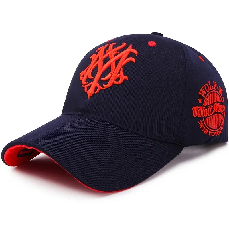 Men's Embroidered Letter Baseball Cap - Adjustable Snapback, Sun Protection, Rayon, Black with Golden Embroidery, Casual Sport Hat for All Seasons