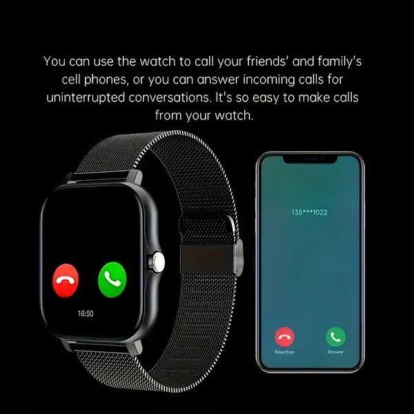 for Smart Watch with Wireless Talk/Receive, Multiple Sports Modes, Sedentary Alert, Weather Forecast, and Message Notifications - Borderless Slim Design, for iPhone and for Android Devices - Ideal Gift for Everyone