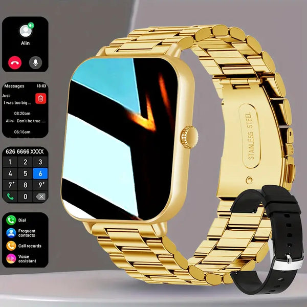 Classic Zinc Alloy Smart Watch, 4.65cm Full Touch Screen, Wireless Calling and Answering, 100+ Sports Modes, Customizable Watch Face, Calculator, Calorie, Step, Distance, Activity