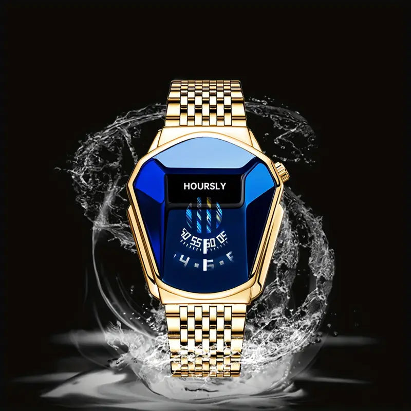 Fashionable Creative Dial Bucket Dial Stainless Steel Strap Quartz Watch