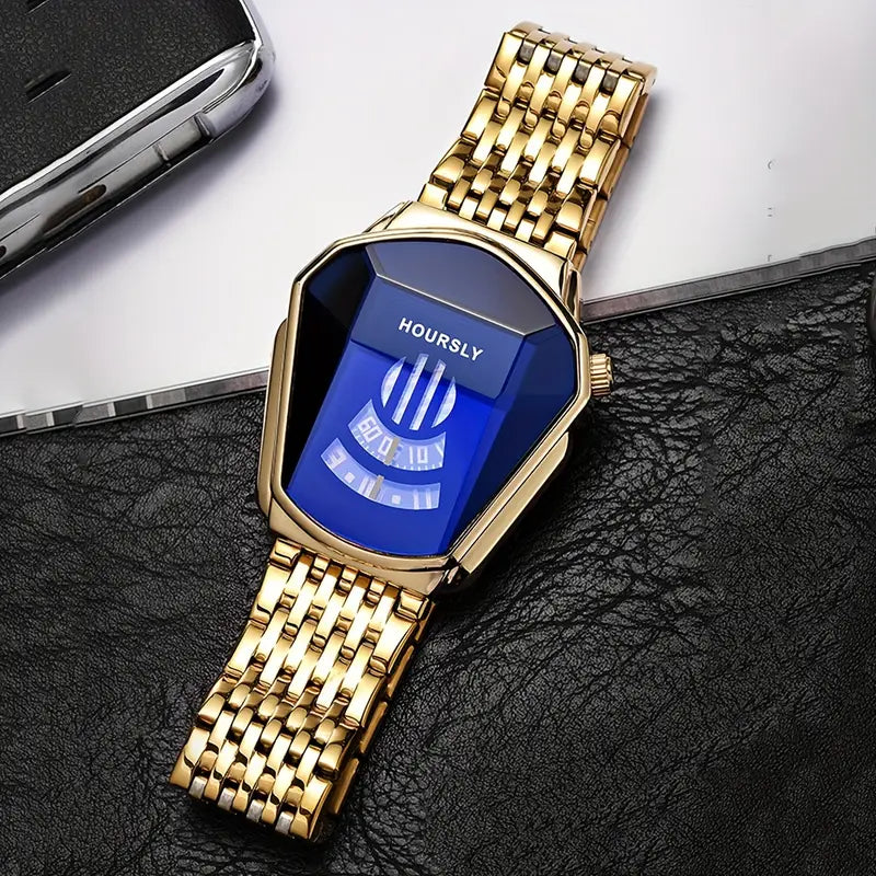 Fashionable Creative Dial Bucket Dial Stainless Steel Strap Quartz Watch