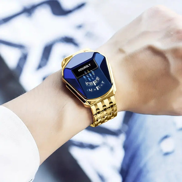 Fashionable Creative Dial Bucket Dial Stainless Steel Strap Quartz Watch