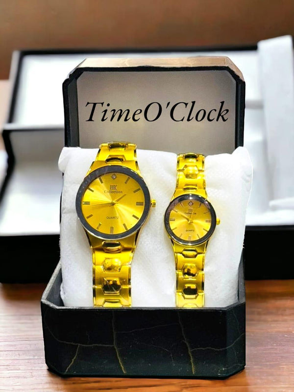 Analogue chain strap couple watch