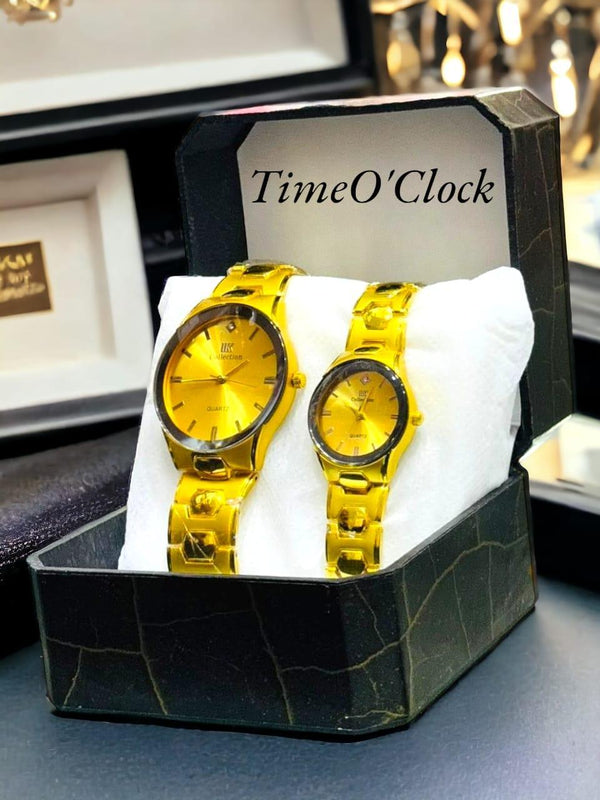 Analogue chain strap couple watch