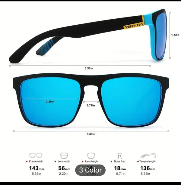 3pcs Men's Classic Polarized Fashion Glasses - Retro Square Design with Colorful Graffiti Temples, Durable PC Frame & Metal Hinges - Ideal for Golf, Hiking, Travel & Fishing - Includes Cleaning Cloth